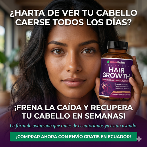 Detén la caída y recupera tu brillo con las cápsulas Hair Growth de Rainbow Nutrients.